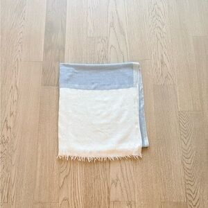 Light Blue and Cream Fringed Scarf